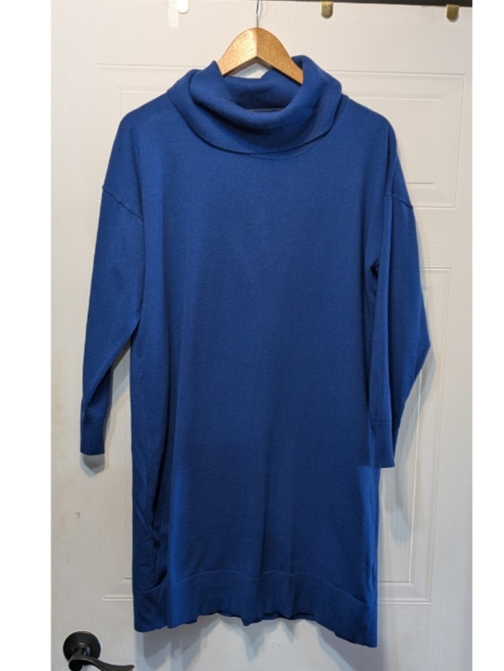 Reitmans Plus Size 2X Royal Blue Turtleneck Sweater Bodycon Dress Stretch Midi